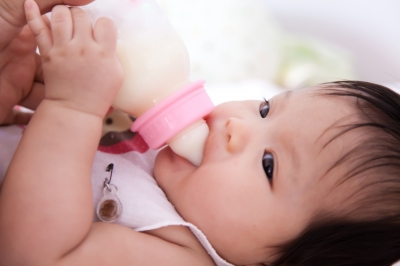 Baby drinking from bottle