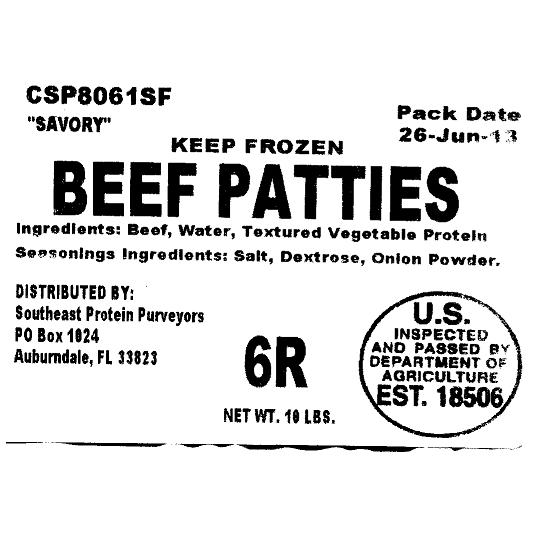 Pride Foods Beef patties